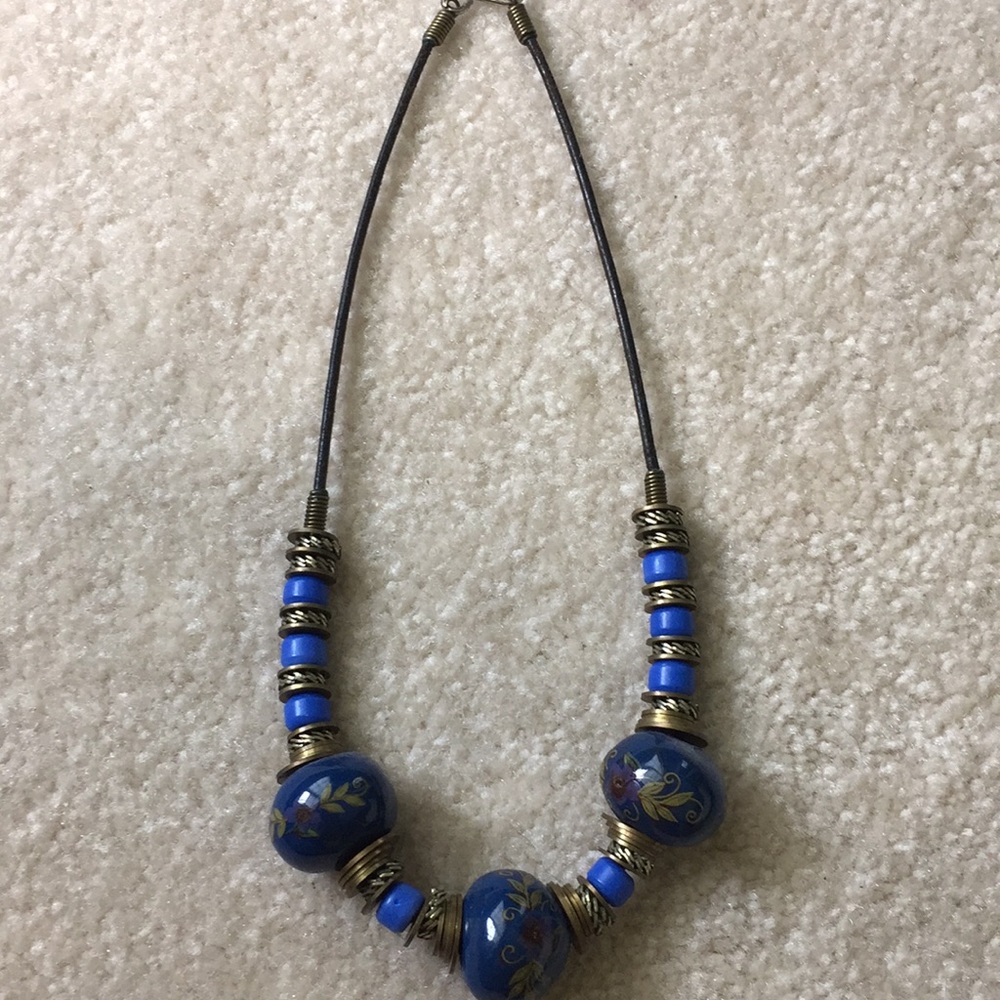 Vintage Blue and antique gold colored necklace